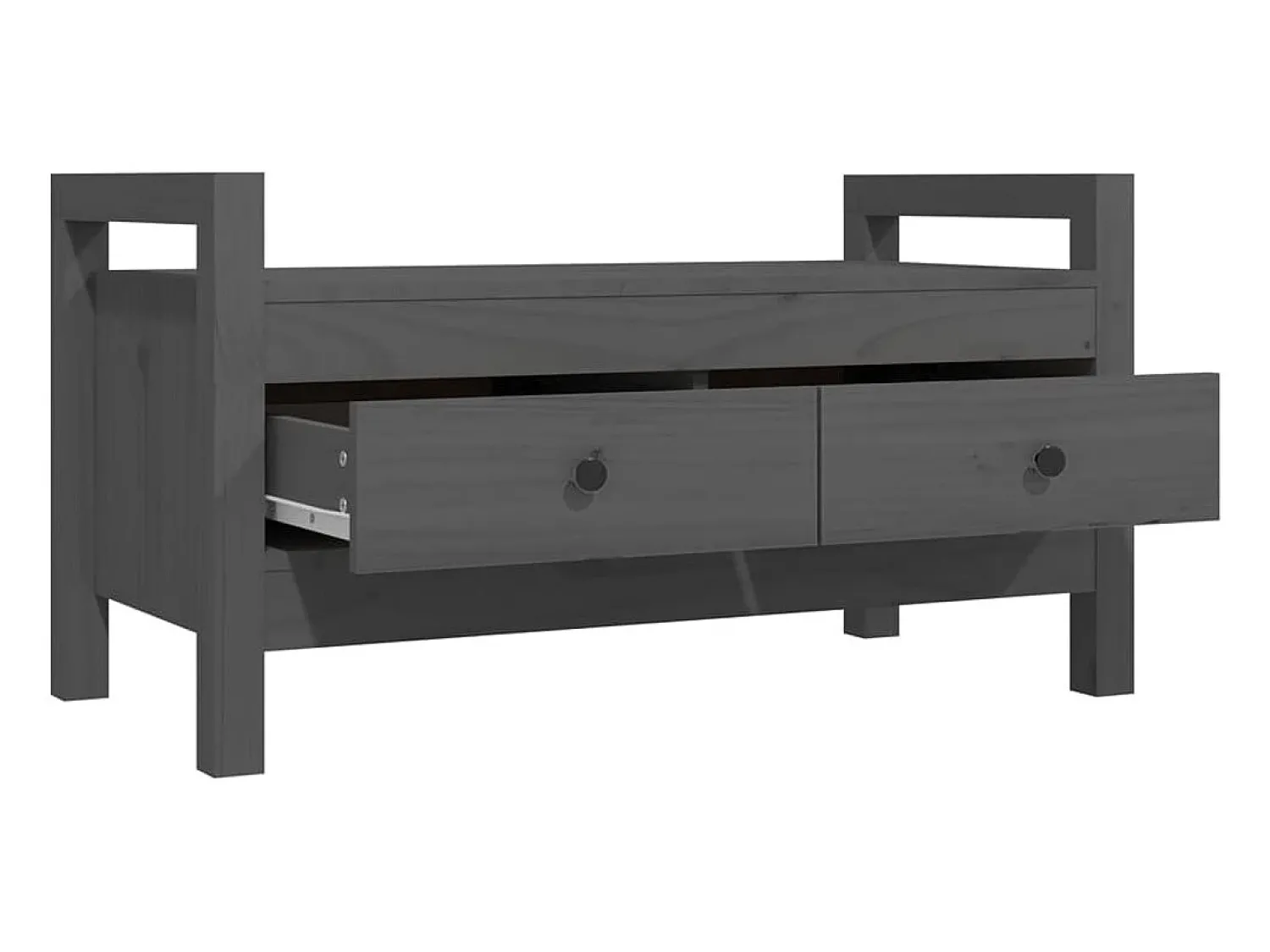 Móvel De Arrumação|Sapateira| Banco de corredor 80x40x43 cm madeira de pinho maciça PT464400 Cinzento