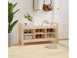 Móvel De Arrumação|Sapateira| Banco de corredor 110x40x60 cm madeira de pinho maciça PT962396 Castanho