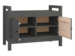 Móvel De Arrumação|Sapateira* Banco de corredor 80x40x60 cm madeira de pinho maciça PT305208 Cinzento