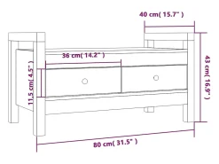 vidaxl Banco de corredor 80x40x43 cm pinho maciço castanho mel^ Móvel De Arrumação|Sapateira