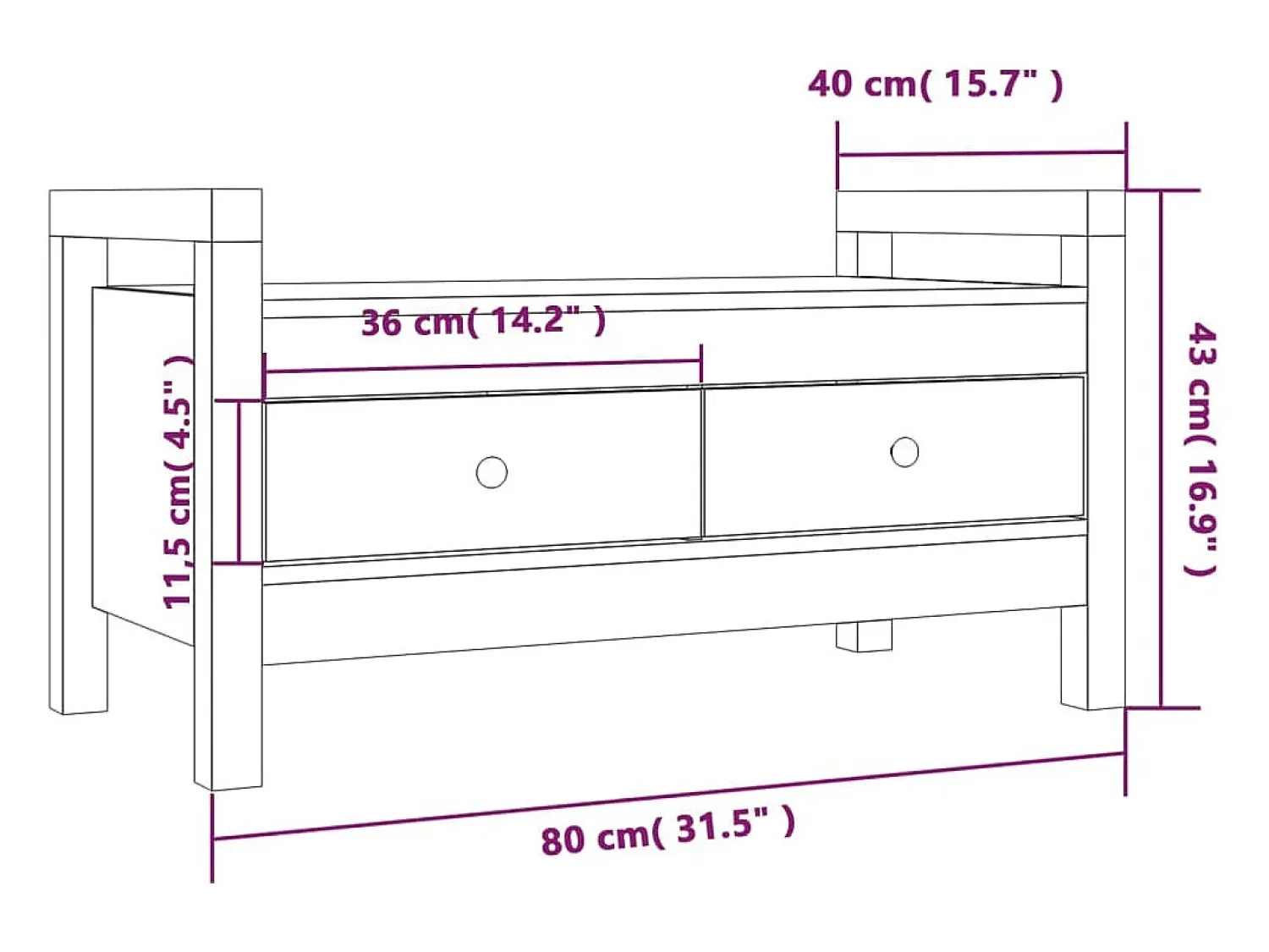 vidaxl Banco de corredor 80x40x43 cm pinho maciço castanho mel^ Móvel De Arrumação|Sapateira