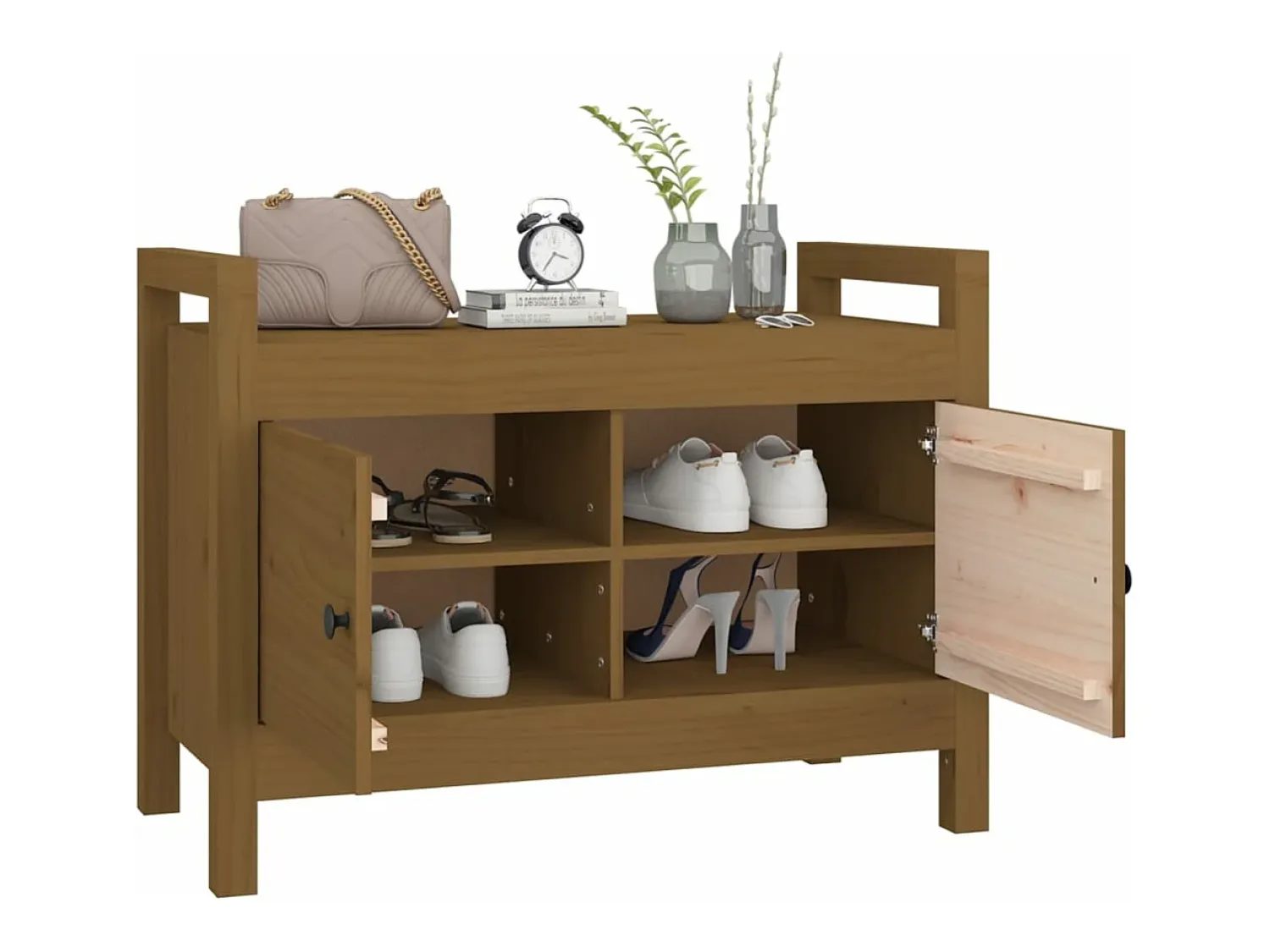 Sale vidaxl Banco de corredor 80x40x60 cm pinho maciço castanho mel Natural claro