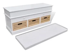 Móvel De Arrumação|Sapateira* Banco de Entrada Acolchoada com Baú com 2 Gavetas e 3 Cestos PT580762 Branco