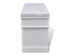 Móvel De Arrumação|Sapateira* Banco de Entrada Acolchoada com Baú com 2 Gavetas e 3 Cestos PT580762 Branco