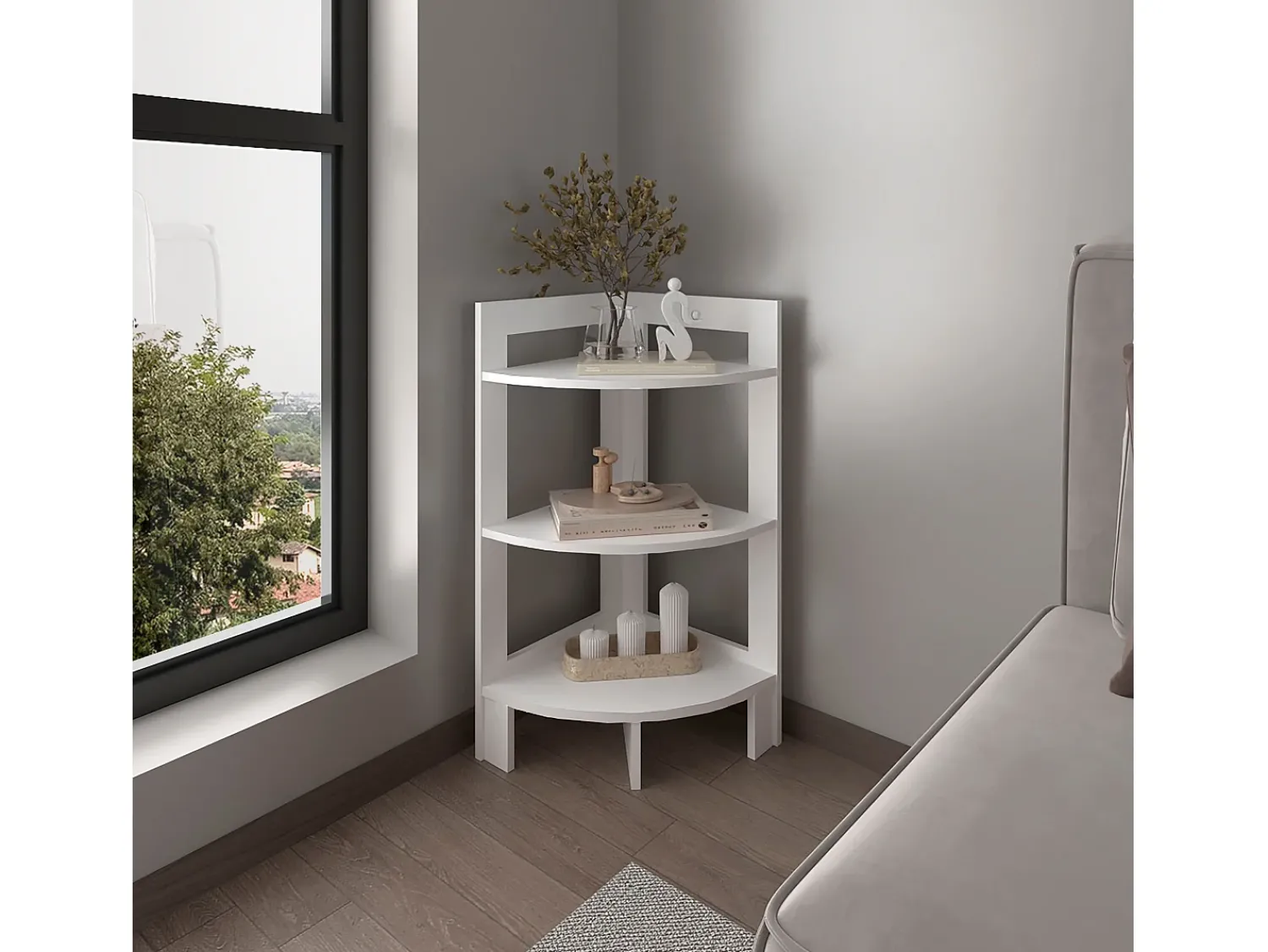 TuHome Banco de melamina Riga com 3 prateleiras , , 80.6 cm X 38.8 cm X 38.8 cm^ Mesa De Apoio