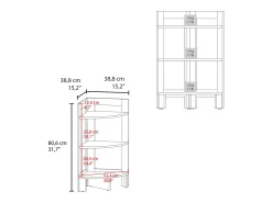 TuHome Banco de melamina Riga com 3 prateleiras , , 80.6 cm X 38.8 cm X 38.8 cm^ Mesa De Apoio