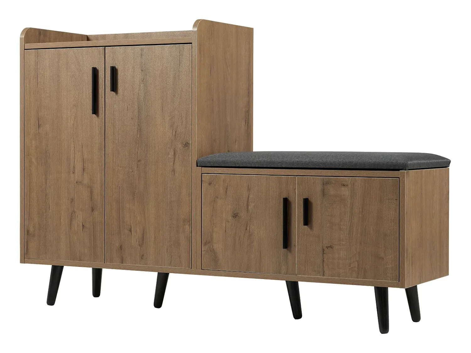 Móvel De Arrumação|Sapateira|Merax Banco de sapatos moderno com 4 portas e almofada - pernas e puxadores de metal - cor natural - 120 x 34 x 82 cm Natural claro