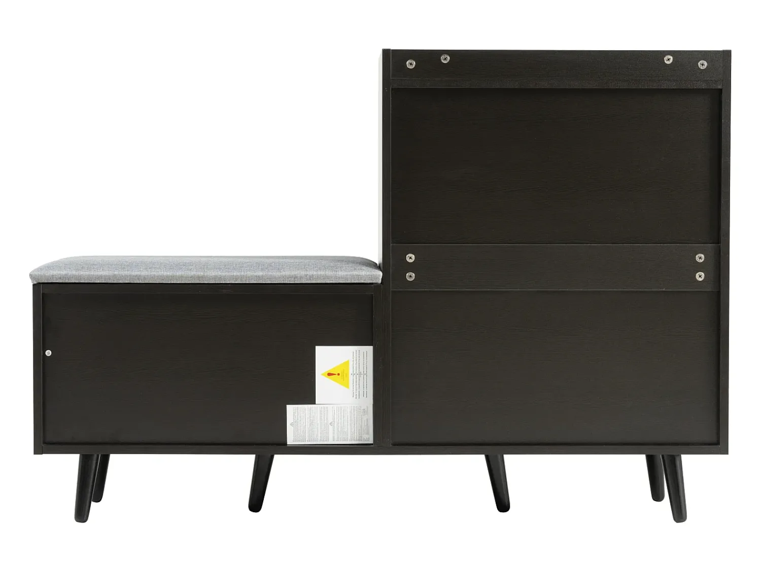 Merax Banco de sapatos moderno com 4 portas e almofada - pernas e puxadores de metal - cor preta - 120 x 34 x 82 cm^ Móvel De Arrumação|Sapateira