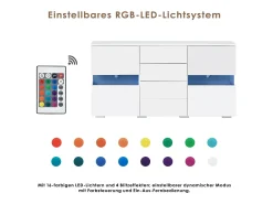 DripeX Banco de TV 4 gavetas e 4 portas, com RGB LED e controle remoto, móveis de TV alimentados por USB, , 140x35x72cm^ Móvel De Tv