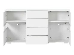 DripeX Banco de TV 4 gavetas e 4 portas, com RGB LED e controle remoto, móveis de TV alimentados por USB, , 140x35x72cm^ Móvel De Tv