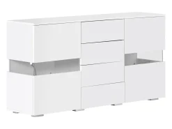 DripeX Banco de TV 4 gavetas e 4 portas, com RGB LED e controle remoto, móveis de TV alimentados por USB, , 140x35x72cm^ Móvel De Tv