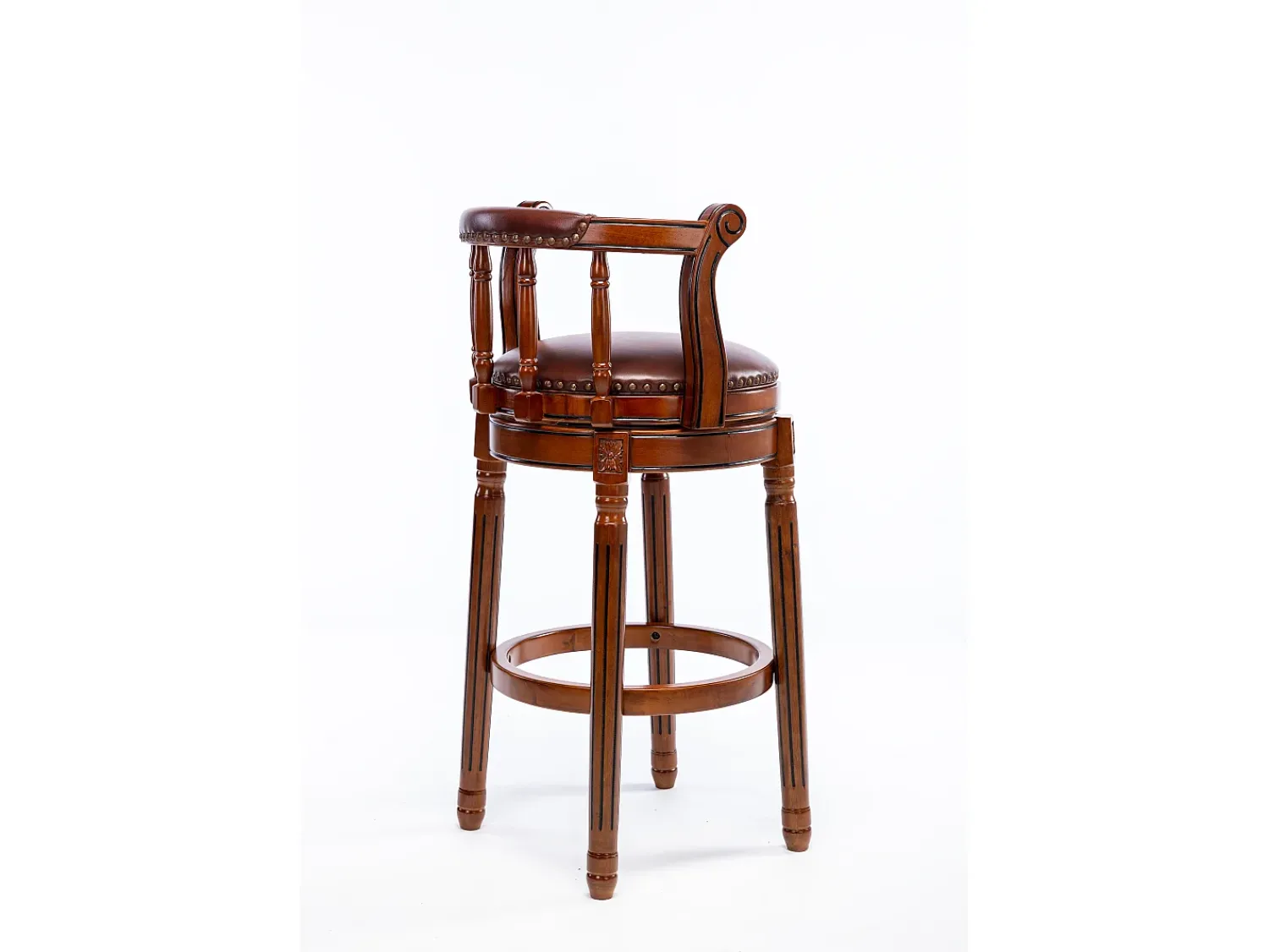 Online Hauss Spole Banco giratório de bar - Assento em pele castanha - Cor nogueira 54,8x54,8x66cm Castanho
