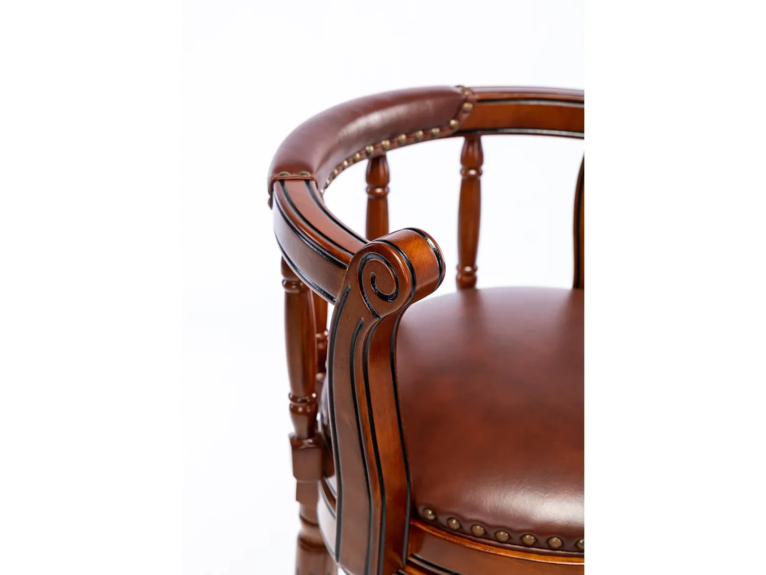 Online Hauss Spole Banco giratório de bar - Assento em pele castanha - Cor nogueira 54,8x54,8x66cm Castanho