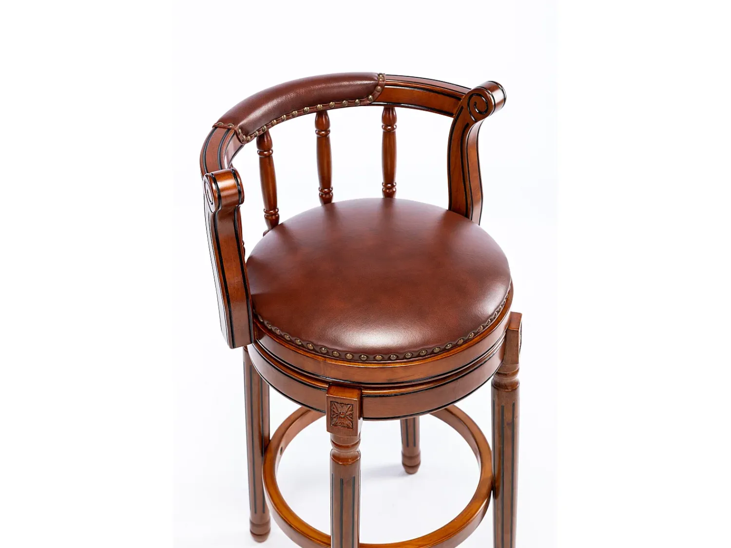 Online Hauss Spole Banco giratório de bar - Assento em pele castanha - Cor nogueira 54,8x54,8x66cm Castanho