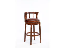 Online Hauss Spole Banco giratório de bar - Assento em pele castanha - Cor nogueira 54,8x54,8x66cm Castanho