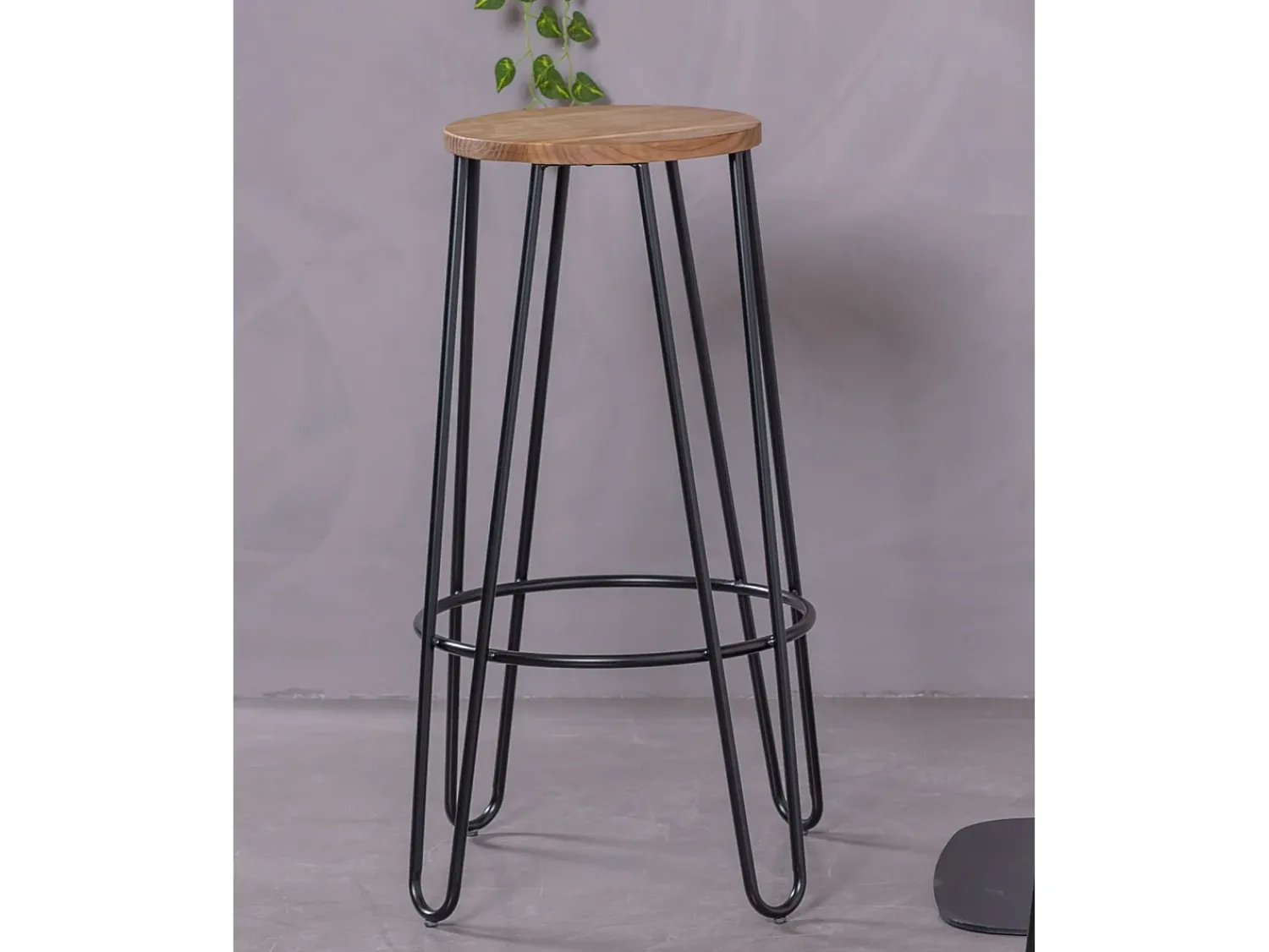 Banco|Nest Dream Banco Industrial em madeira de freixo (75cm) - Lisboa - Preto