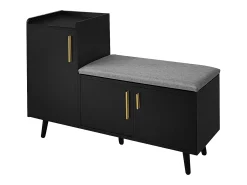 Móvel De Arrumação|Sapateira|Merax Banco moderno para sapatos - 100 x 34 x 68,5 cm - com 3 portas e almofada - aglomerado - Preto