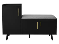 Móvel De Arrumação|Sapateira|Merax Banco moderno para sapatos - 100 x 34 x 68,5 cm - com 3 portas e almofada - aglomerado - Preto