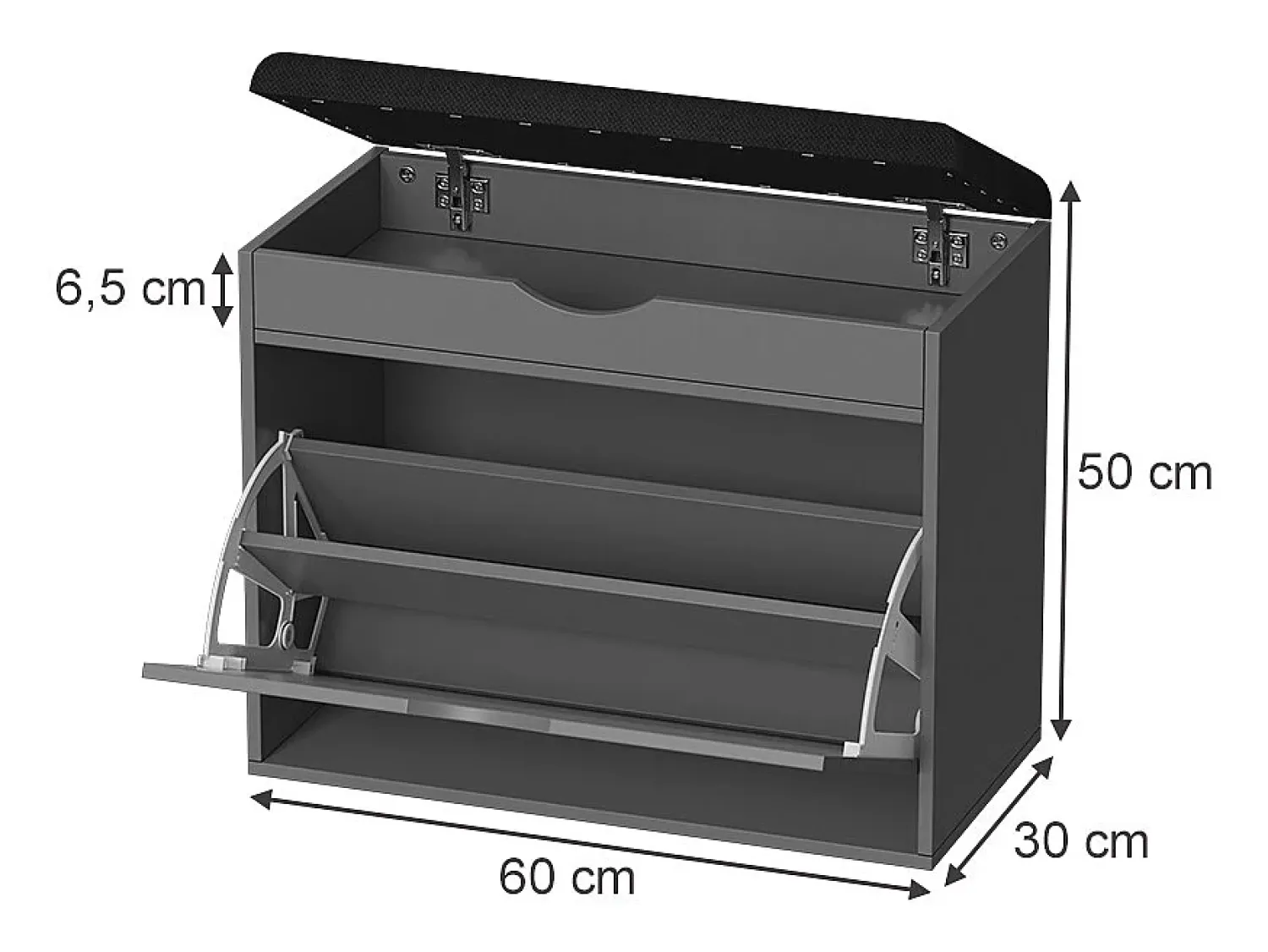 Clearance Vicco Banco para sapatos antracite 60x30x51 schufy Cinza antracite
