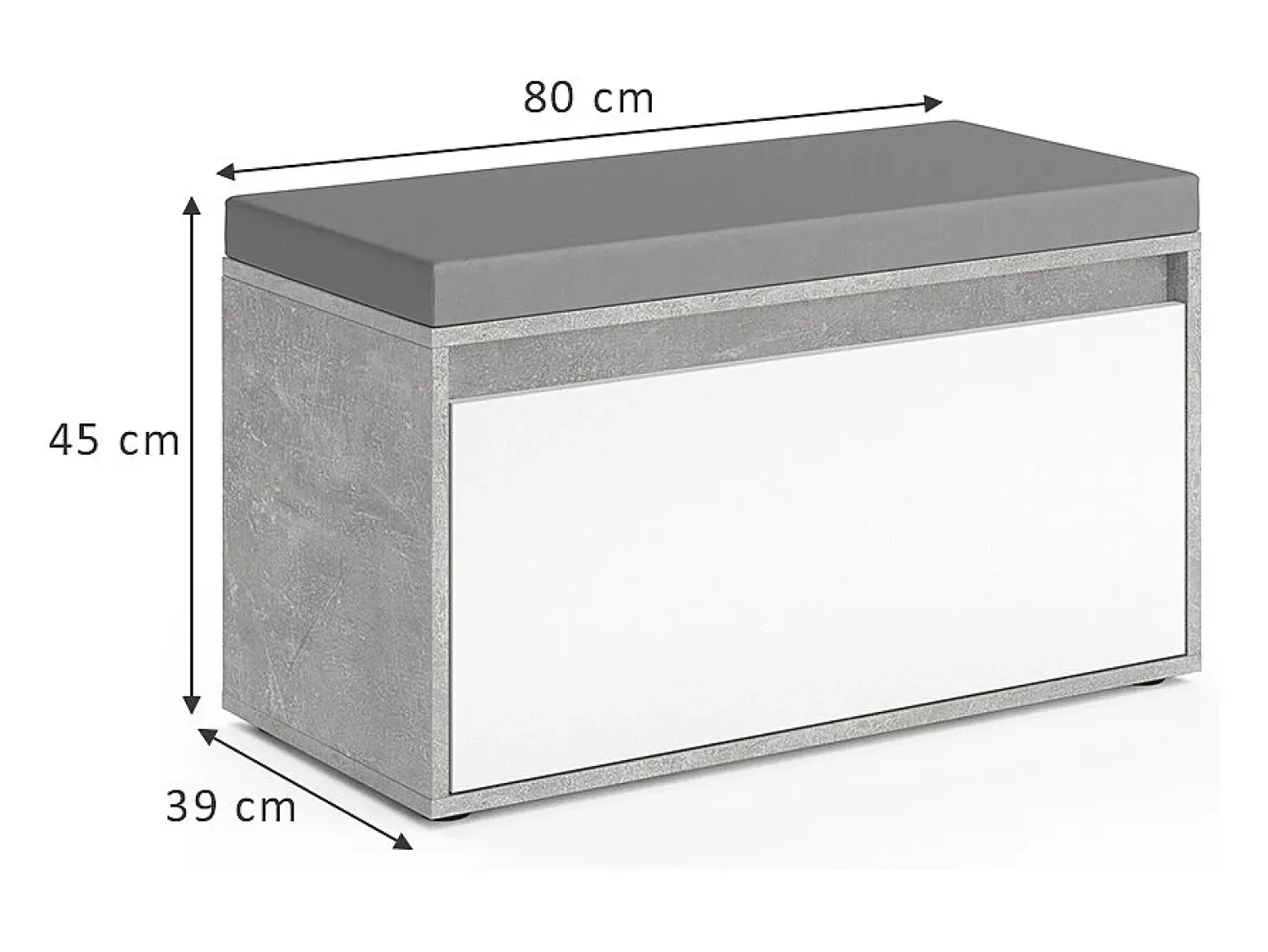 Móvel De Arrumação|Sapateira*Vicco Banco para sapatos betão 80x39x45 iker Cinzento claro