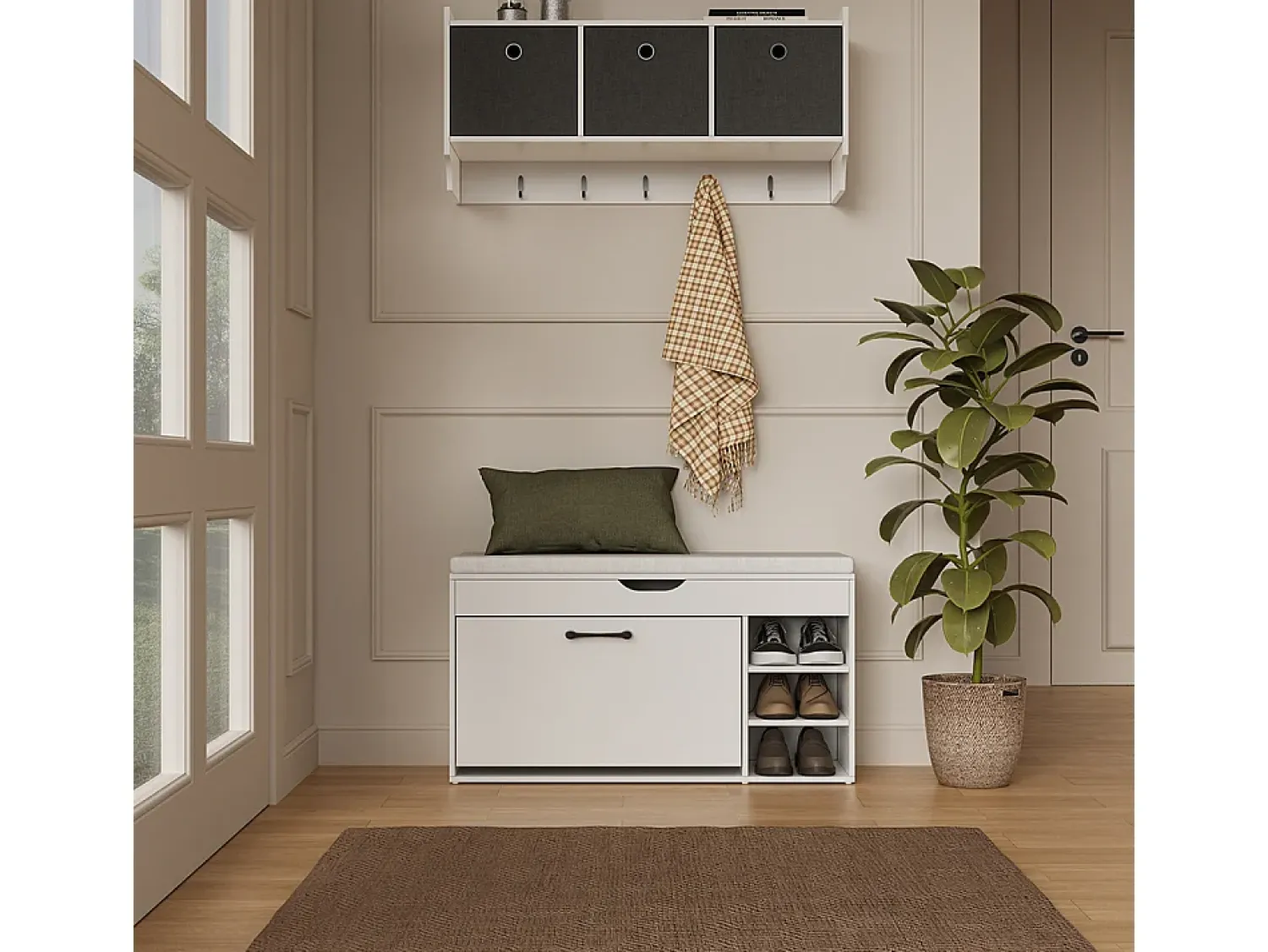 Best Vicco Banco para sapatos 90x30x50 solino Branco