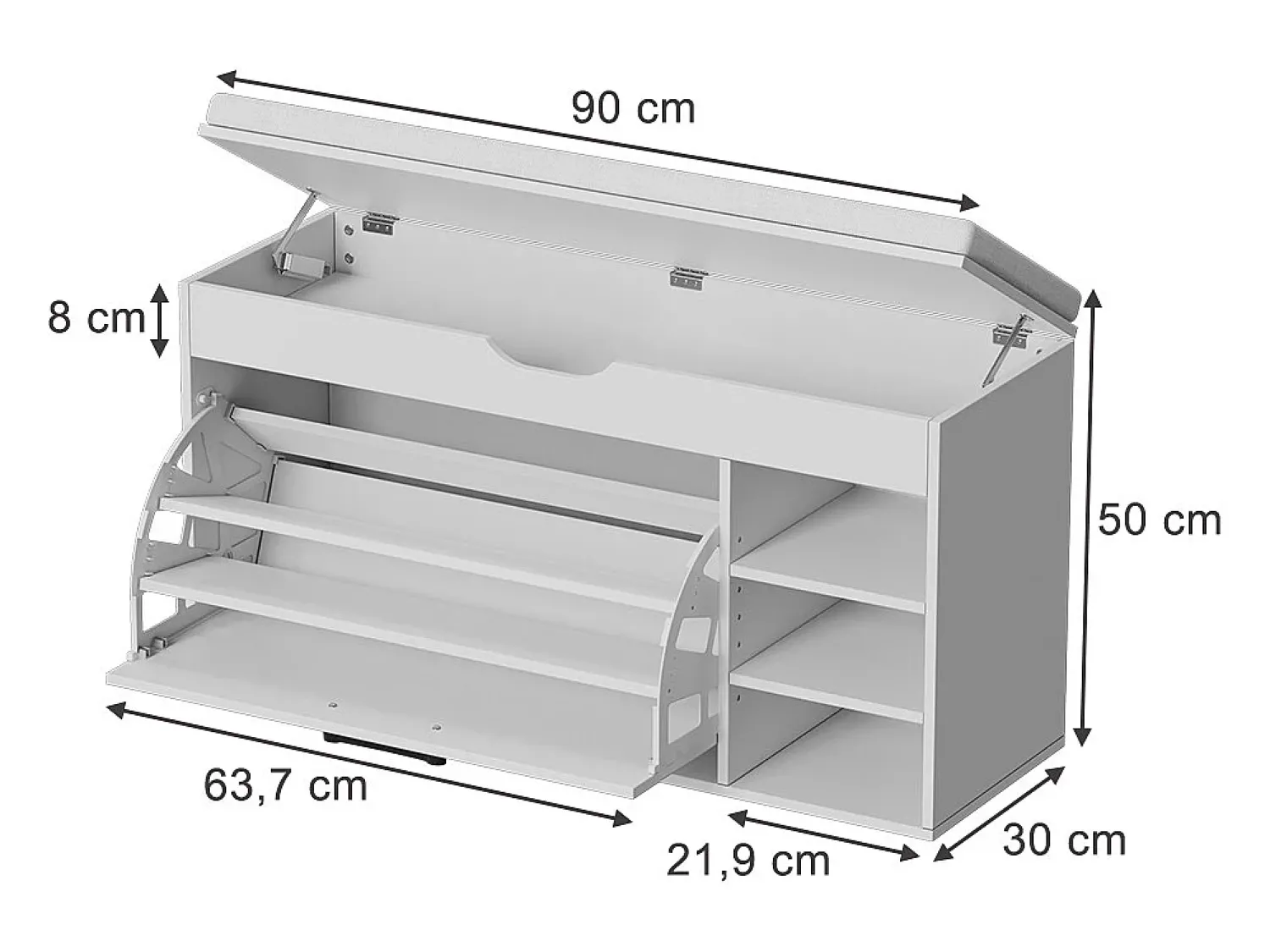 Best Vicco Banco para sapatos 90x30x50 solino Branco