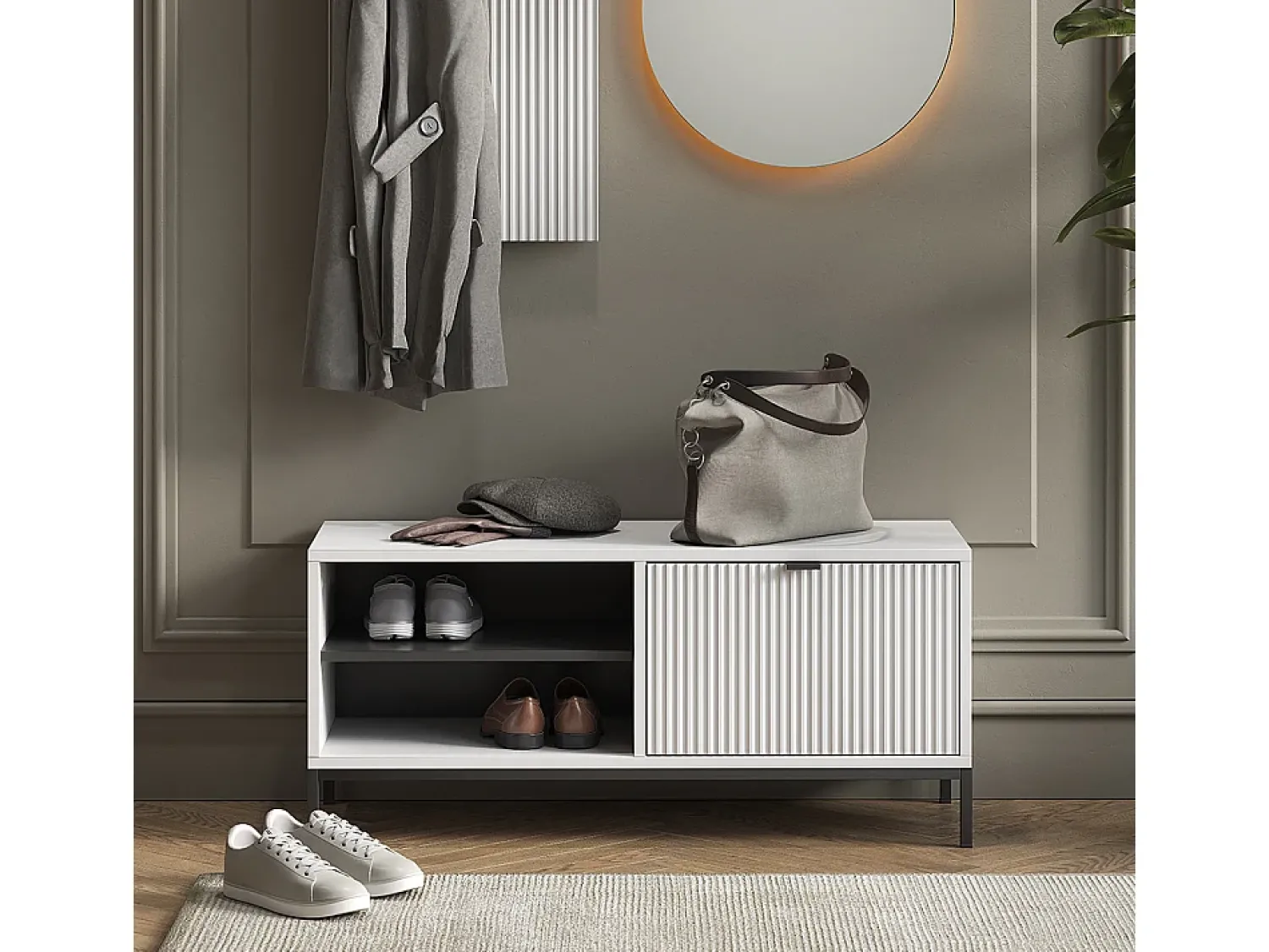 Móvel De Arrumação|Sapateira|Vicco Banco para sapatos 100x40x45 eliza Branco
