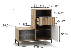 Móvel De Arrumação|Sapateira|Vicco Banco para sapatos carvalho viking 100x40x98.5 eliza Natural escuro