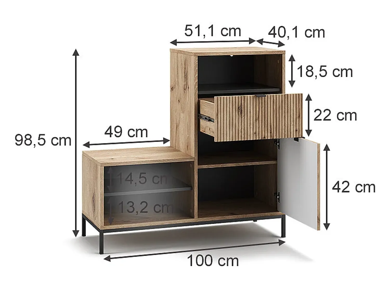 Móvel De Arrumação|Sapateira|Vicco Banco para sapatos carvalho viking 100x40x98.5 eliza Natural escuro