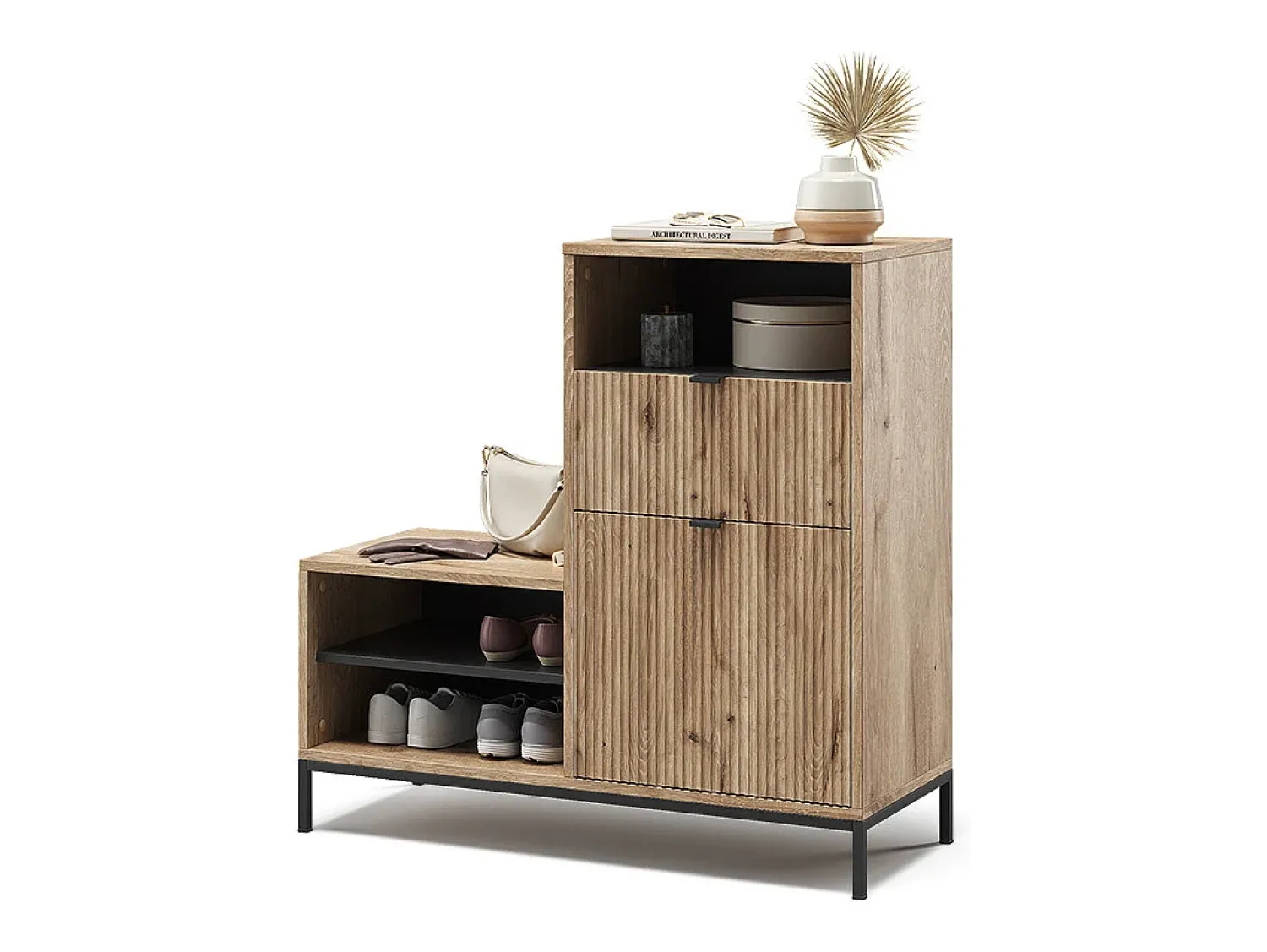 Móvel De Arrumação|Sapateira|Vicco Banco para sapatos carvalho viking 100x40x98.5 eliza Natural escuro