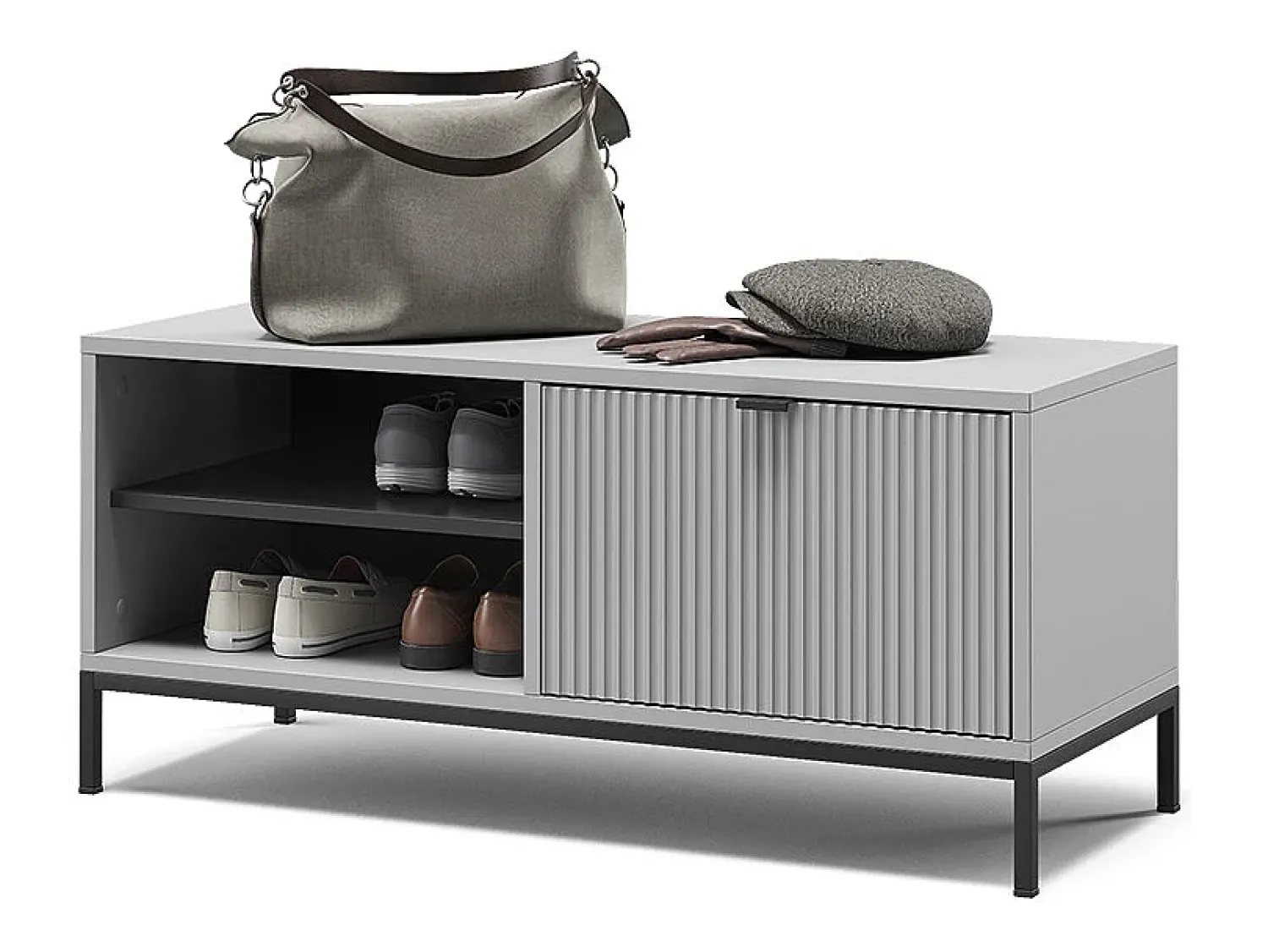 Vicco Banco para sapatos cinza 100x40x45 eliza^ Móvel De Arrumação|Sapateira