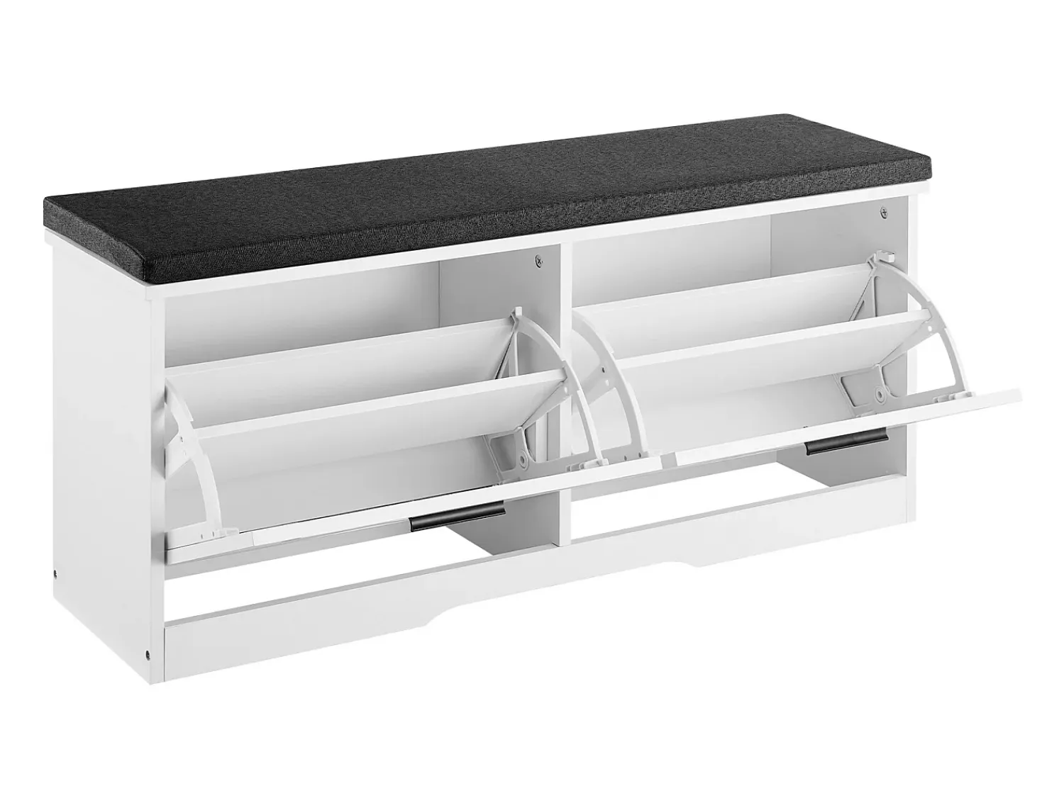 Hot Banco para Sapatos de Entrada SucceBuy 100x30.5x47.5 cm, Banco Armazenamento com Gavetas Dobráveis, Almofada e Portas Abatíveis, 199,6 kg, Sapat estreito Branco