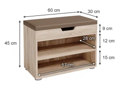 Vicco Banco para sapatos sonoma 60x30x45 rolfe^ Móvel De Arrumação|Sapateira