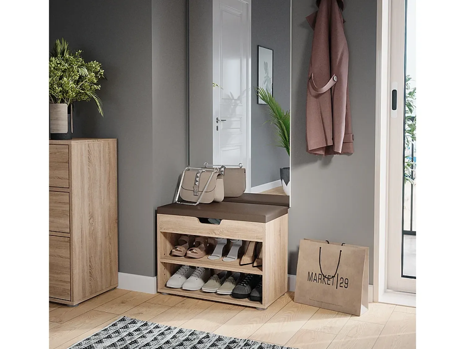 Vicco Banco para sapatos sonoma 60x30x45 rolfe^ Móvel De Arrumação|Sapateira