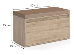 Vicco Banco para sapatos sonoma 80x39x45 iker^ Móvel De Arrumação|Sapateira