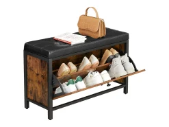 Móvel De Arrumação|Sapateira* Banco para Sapatos 80x30x51 cm preto vintage castanho Preto / Castanho