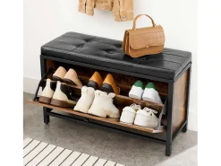 Móvel De Arrumação|Sapateira* Banco para Sapatos 80x30x51 cm preto vintage castanho Preto / Castanho