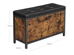 Móvel De Arrumação|Sapateira* Banco para Sapatos 80x30x51 cm preto vintage castanho Preto / Castanho