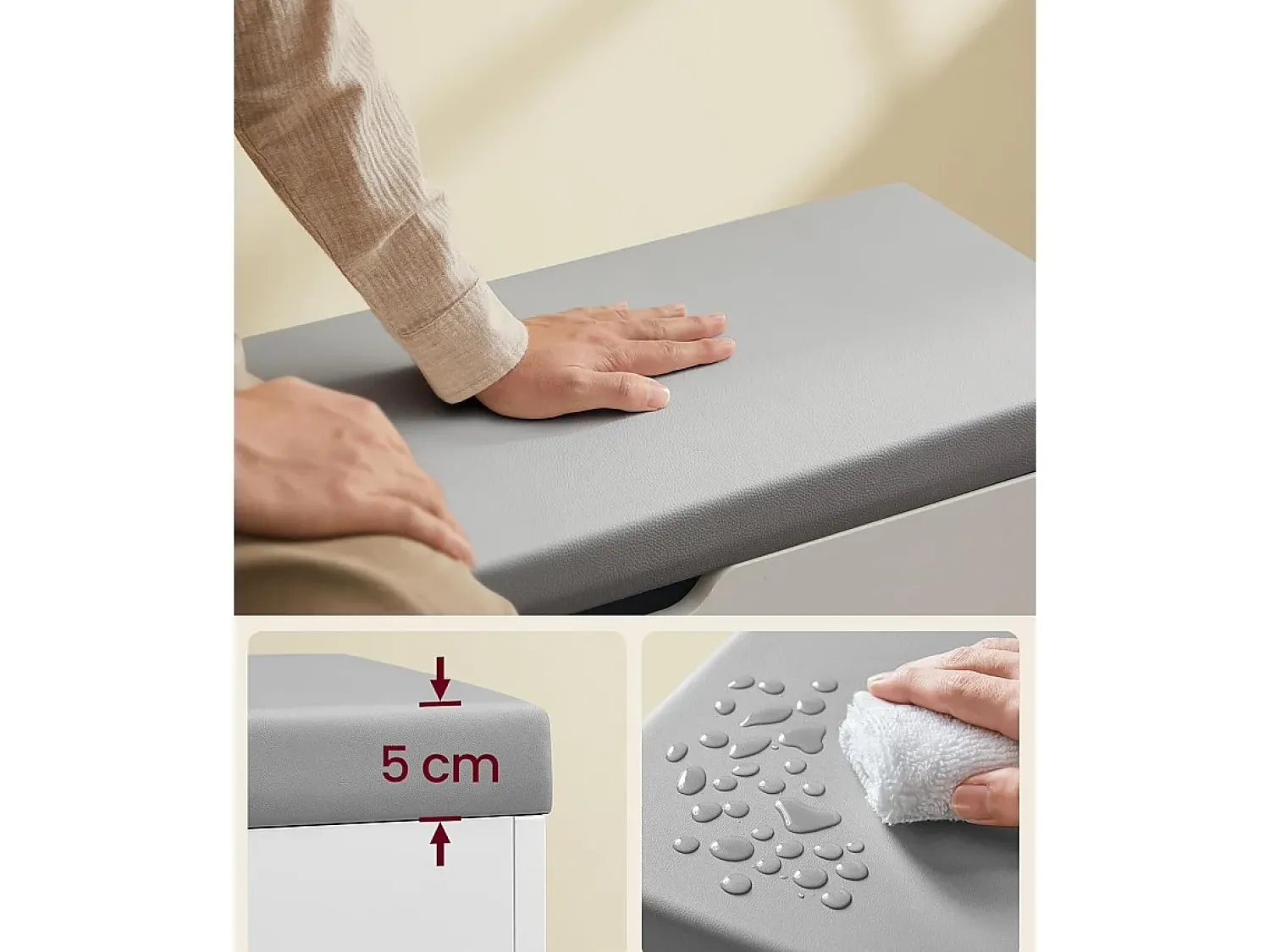 Discount Banco para sapatos 30x60x44 cm branco Cinzento / Branco