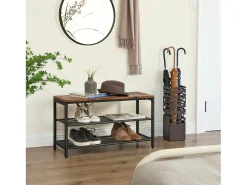 Móvel De Arrumação|Sapateira* Banco para sapatos 80x30x44,5 cm castanho preto Indestic Preto / Castanho