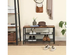 Móvel De Arrumação|Sapateira* Banco para sapatos 80x30x44,5 cm castanho preto Indestic Preto / Castanho