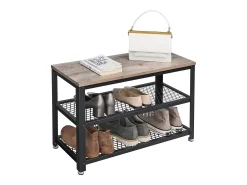 Móvel De Arrumação|Sapateira* Banco para Sapatos 73x30x45 cm greige e preto Preto / Castanho