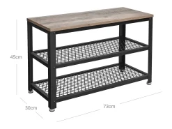 Móvel De Arrumação|Sapateira* Banco para Sapatos 73x30x45 cm greige e preto Preto / Castanho
