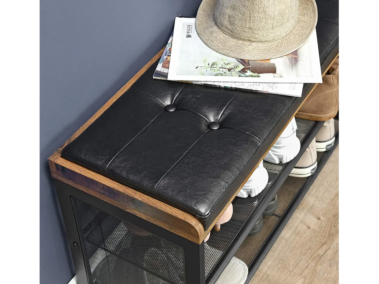 Banco para sapatos 80x30x48 cm preto Vintage castanho copadion^ Móvel De Arrumação|Sapateira
