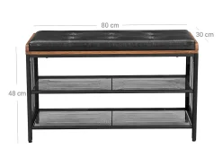 Banco para sapatos 80x30x48 cm preto Vintage castanho copadion^ Móvel De Arrumação|Sapateira