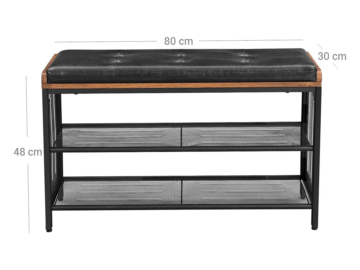 Banco para sapatos 80x30x48 cm preto Vintage castanho copadion^ Móvel De Arrumação|Sapateira