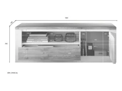 Best Meublorama Banco para TV SASHA – 1 porta, 1 gaveta e 1 nicho aberto com LED – laqueado e carvalho Cadiz Branco