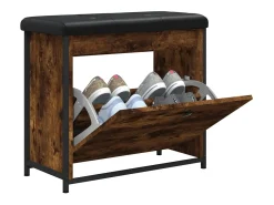 Best vidaxl Banco sapateira c/ gaveta articulada 62x32x56cm carvalho fumado Natural claro