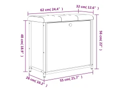Best vidaxl Banco sapateira c/ gaveta articulada 62x32x56cm carvalho fumado Natural claro