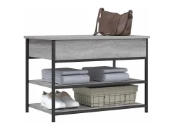 New vidaxl Banco sapateira 70x42,5x50 cm derivados madeira sonoma Cinzento